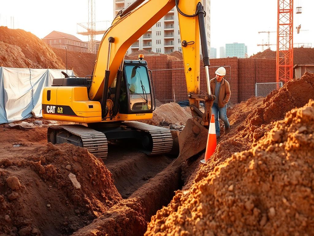 Bager kopa temelj na gradilištu