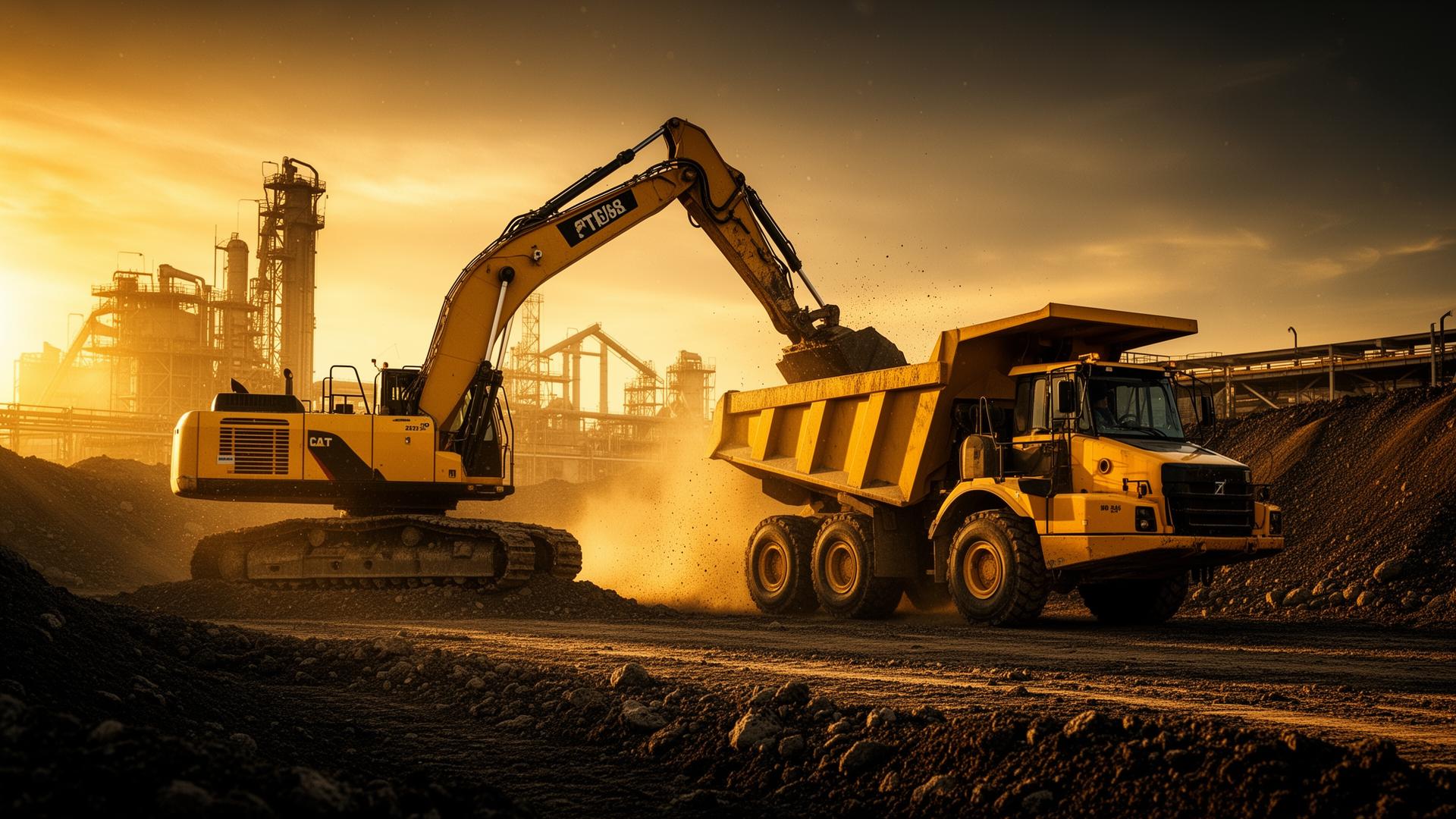 Bager i kamion za građevinske radove na gradilištu